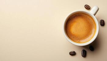 Coffee Cup on Plain Background with Copyspace for Text Minimalist Style Aesthetic Drink Focus photo