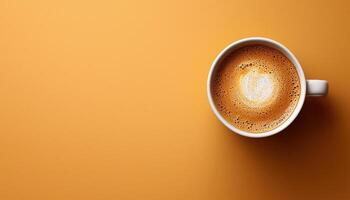 Delicious Coffee Cup with Background Copyspace Close-Up View Warm Color Environment photo