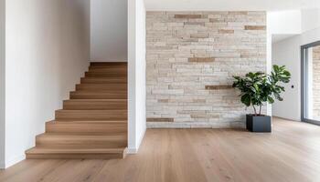 Modern Interior Design Home Stairs Image Background Copyspace Bright Environment photo