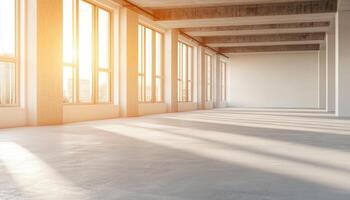 Sunlit Empty Space with Background Copyspace Modern Interior Urban Setting Soft Shadows photo