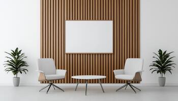 Modern Minimalist Living Room Bright Interior Copyspace Background Clean and Clutter-Free photo