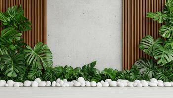 Artful Garden Scene with Empty Loft Style Background Copyspace Indoor Greenery Display photo