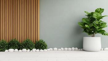 Artful Loft-Style Garden Scene with Background Copyspace Minimalist Indoor Plants photo
