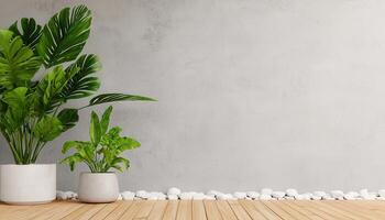 Artful Garden Scene in an Empty Loft Minimalist Background with Copyspace for Creative Ideas photo