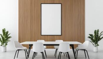 Minimalist Meeting Room Design Modern Office Interior Photography Clean Background Copyspace photo