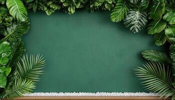 Chic Outdoor Space with Vintage Loft-Style Wall Lush Green Background Copyspace Available photo