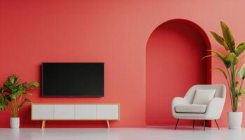 Vibrant Living Room with Cora Standard Chair Modern Design Copyspace Background Cozy Environment photo