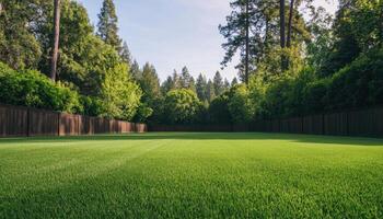 Idyllic Green Lawn Background with Copyspace for Relaxation Nature and Outdoor Activities photo