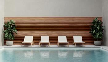 Elegant Hotel Pool Corner Design with Copyspace Background Modern Aesthetic Tranquil Environment photo