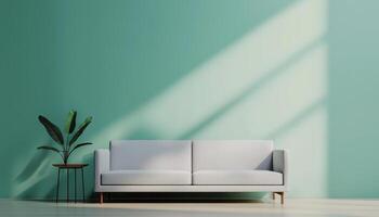 Contemporary Minimalist Interior Design Living Room Image with Copyspace and Background Bright Atmosphere photo