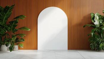 Elegant Modern Japanese Interior Design with Background Copyspace in Spacious Environment photo