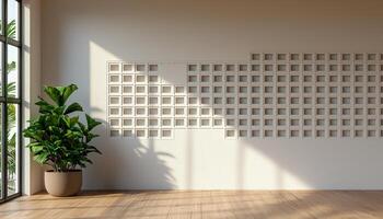 Empty Room with Harmonious Design Modern Space Interior Decor Bright Background Copyspace photo