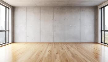 Sophisticated Empty Loft Background with Copyspace Contemporary Architecture Modern Interior Minimalist View photo