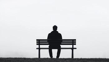 Solitary Reflection on a Bench Deserted Park Background Copyspace Emotional Landscape photo