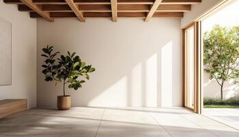 Contemporary Minimalist Loft Interior Design Open Space Copyspace Background Modern Environment photo