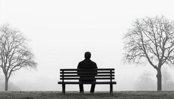 Solitary Reflection in a Deserted Park Minimalist Background Copyspace for Thoughtful Content photo