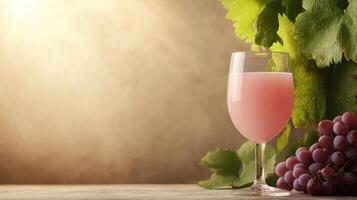 Refreshing Pink Drink with Grapes Elegant Tabletop Scene Soft Background Copyspace photo