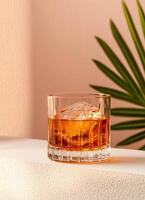 Relaxing Evening Drink in a Minimalist Background with Copyspace Tranquil Home Environment photo