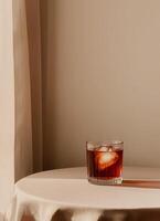 Refreshing Cola Drink on a Table Soft Background Low Resolution Copyspace for Design photo