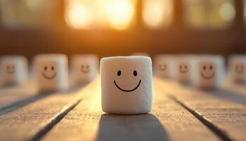 Playful Marshmallow Characters in Soft Background with Copyspace for Fun Imagery photo