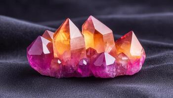 Vibrant Cluster of Semi-Transparent Crystals on Standard Elegant Background Copyspace Natural Environment photo