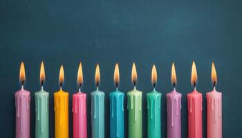 Colorful Candles Burning Brightly Artistic Background Copyspace Low Resolution Serene Environment photo