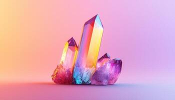 Vibrant Holographic Crystals Reflecting Spectrum Studio Background Copyspace Abstract Environment photo