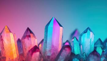 Colorful Crystal Formations on Rocky Surface Vibrant Background Gemstone Copyspace Abstract Concept photo