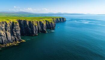 Aerial View of Jagged Coastline Ocean Background with Copyspace Serene Nature Scene photo