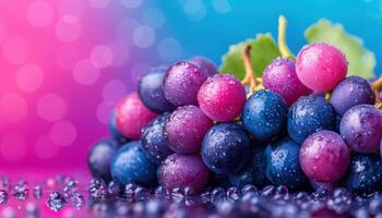Shine Muscat Grapes Bright Colorful Background Nature Still Life Copyspace photo