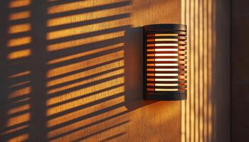 Contemporary Outdoor Wall Light with Striking Shadows Modern Home Copyspace Background photo