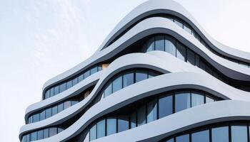 Modern Highrise Architecture with Monochrome Background and Copyspace Urban Environment Minimalist Design photo