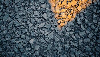 Charcoal Pieces Scattered on Ground Graveyard Background Copyspace Overhead View Dark Environment photo