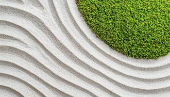 Serene Raked Sand Patterns Zen Garden Natural Landscape Calm Background Copyspace photo