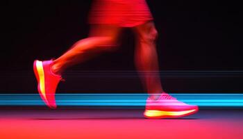 Dynamic Runner in Motion blur Urban Background Action Shot Energetic Environment Vibrant Copyspace photo