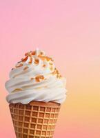 Whimsical Ice Cream Cone Delight Soft Background Copyspace Sweet Treat Environment photo