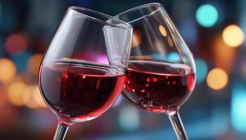 Celebratory Wine Toast Festive Bar Image of Glasses Vibrant Background Copyspace Available photo