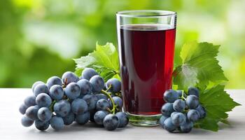Refreshing Grape Juice Drink Nature Background Copyspace Indoor Setting Close-Up View photo