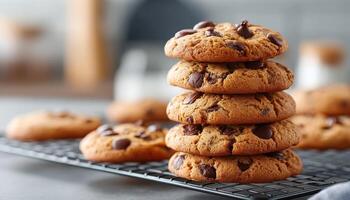Baking Chocolate Chip Cookies Kitchen Food Photography Cozy Environment Copyspace Background photo