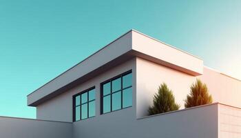 Modern Architectural Design Urban Setting Exterior Building View Clear Sky Background Copyspace Available photo