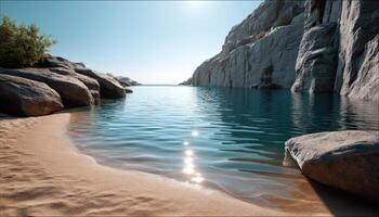 Tranquil Seaside View Serene Beach Nature Photography Calm Background with Copyspace photo