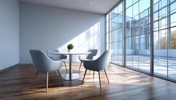Modern Meeting Space with Copyspace Background Bright Environment Minimalist Design photo