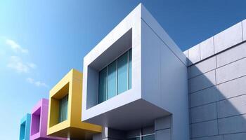 Modern Architectural Design with Colorful Accents Urban Environment Background Copyspace photo