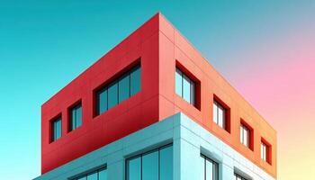 Modern Architectural Building Design Urban Location Image with Background and Copyspace Vibrant Environment photo