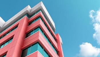 Modern Architecture Building with Blue Sky Copyspace Background Urban Environment Creative Viewpoint photo