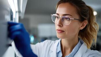 Scientist Analyzing Samples in Laboratory Clear Background Copyspace for Research Insights photo