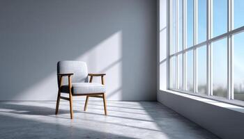 Minimalist Chair Design in Bright Room Modern Interior Copyspace Background photo