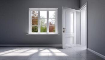 Modern Interior Design Bright Room Digital Art Minimalist Style Copyspace Background photo