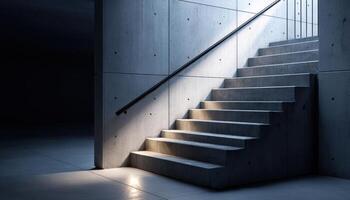 Staircase Design Modern Architecture Concrete Structure Indoor Low Light Background Copyspace photo