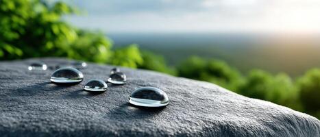 Water Droplets on Dark Surface Nature Scene Close-Up Background with Copyspace photo